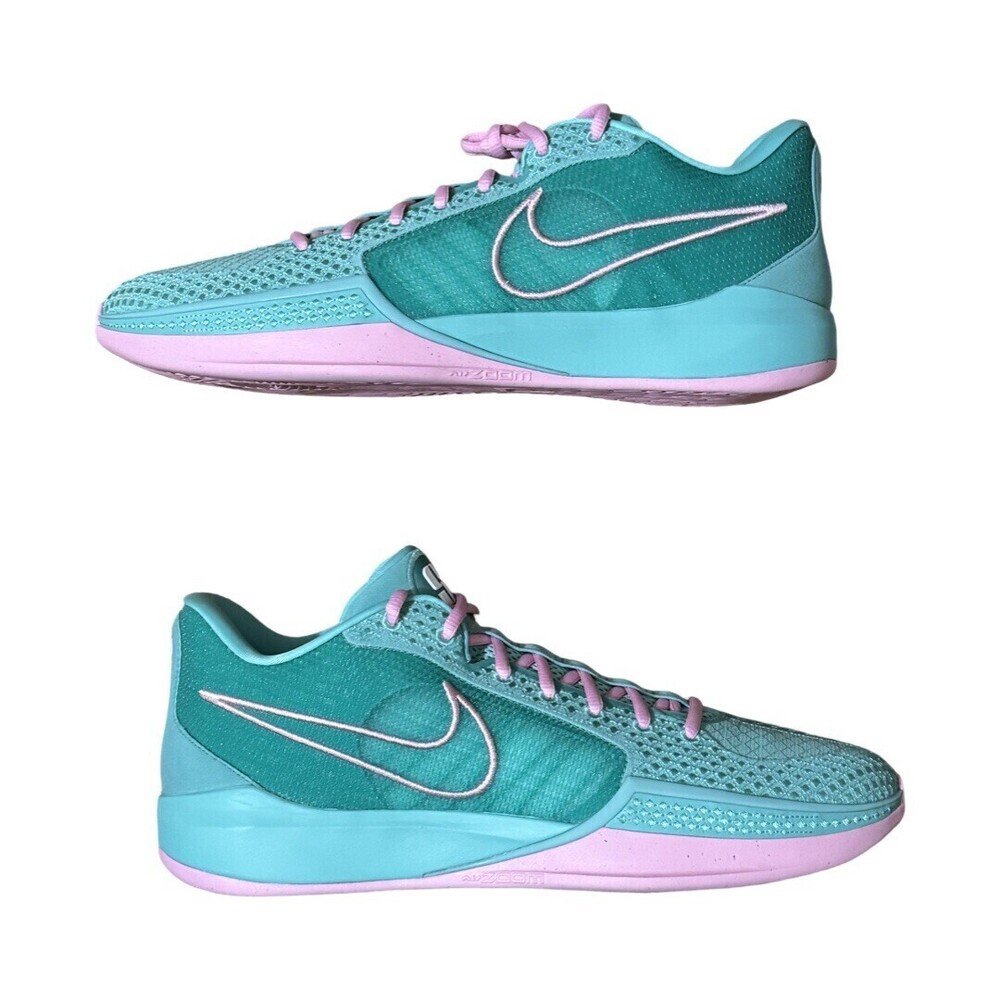 Men's Size 13.5 Nike Sabrina 1 By You Green Pink Womens Size 15 Basketball Shoes